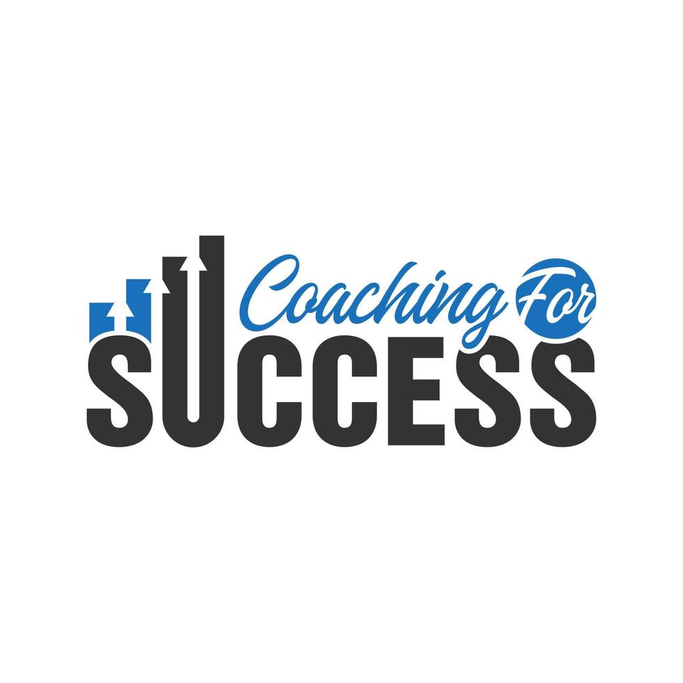 diseño de logotipo de ilustración de coaching empresarial exitoso vector