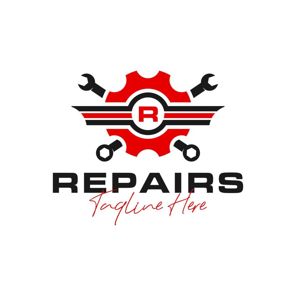 diseño de logotipo de ilustración de reparación de motor vector