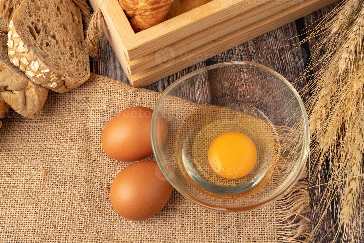 Eggs for make bakery on the sack photo