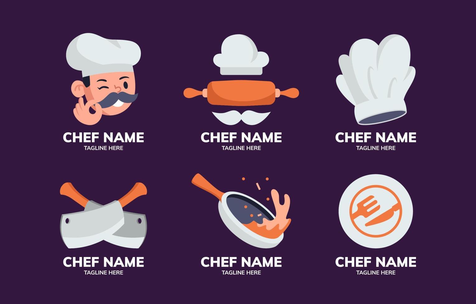 conjunto de logotipo de chef privado vector