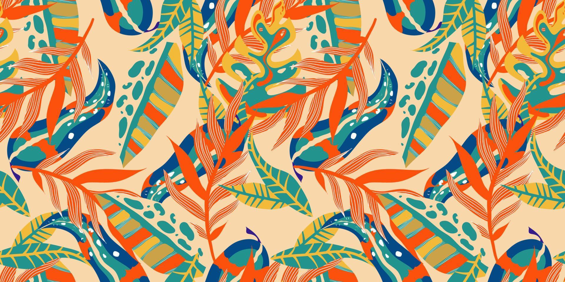 Aesthetic boho jungle seamless pattern for print design. Boho botanical tropic floral background. Modern exotic floral jungle pattern. Geometric texture. Print design. vector