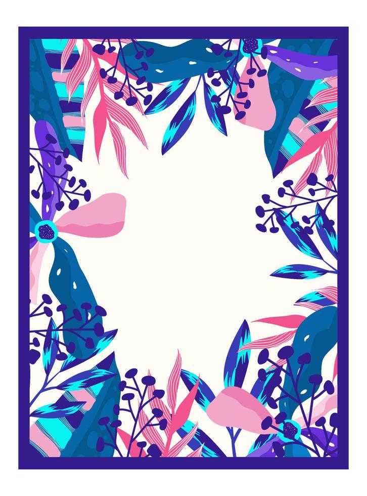 lienzo selva neón tropical. papel tapiz botánico de verano. selva botánica. vector de fondo de arte abstracto. vector de fondo de arte de follaje tropical. cartel de neón floral.