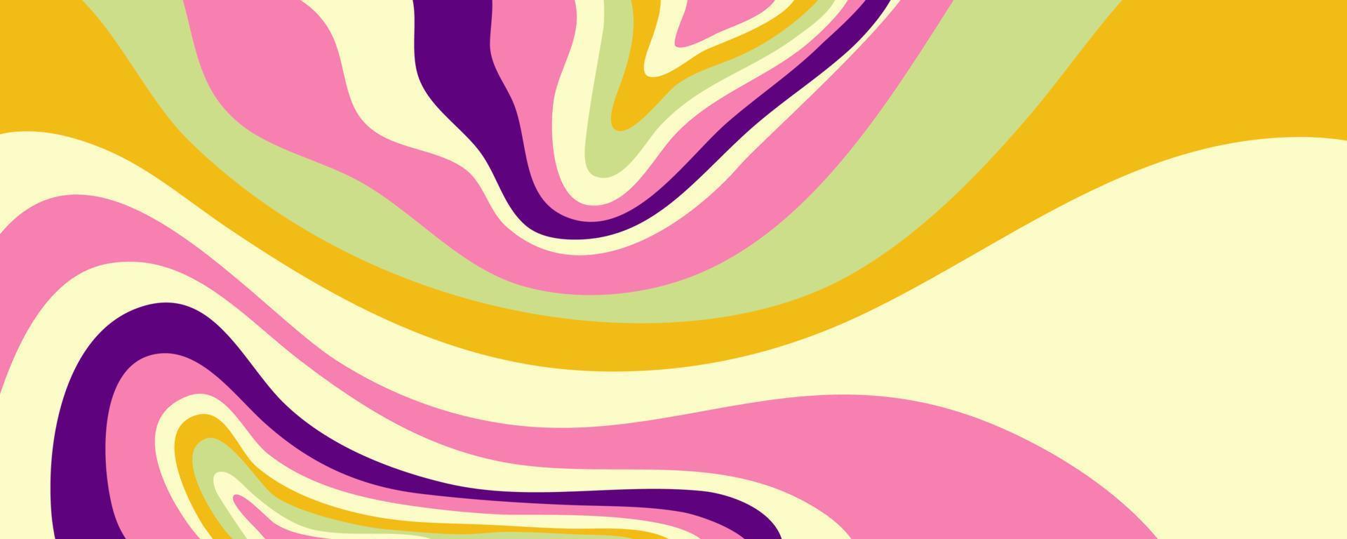 Grioovy psychedelic wave background for banner design. Retro 60s 70s psychedelic pattern. Modern wave retro abstract design. Rainbow 60s, 70s, hippie vector. vector