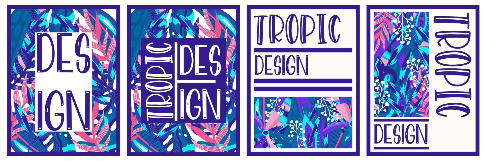 Canvas tropical set neon jungle. Summer botanical wallpaper. Botanical jungle. Abstract art background vector. Tropical foliage art background vector. Poster floral neon set. vector