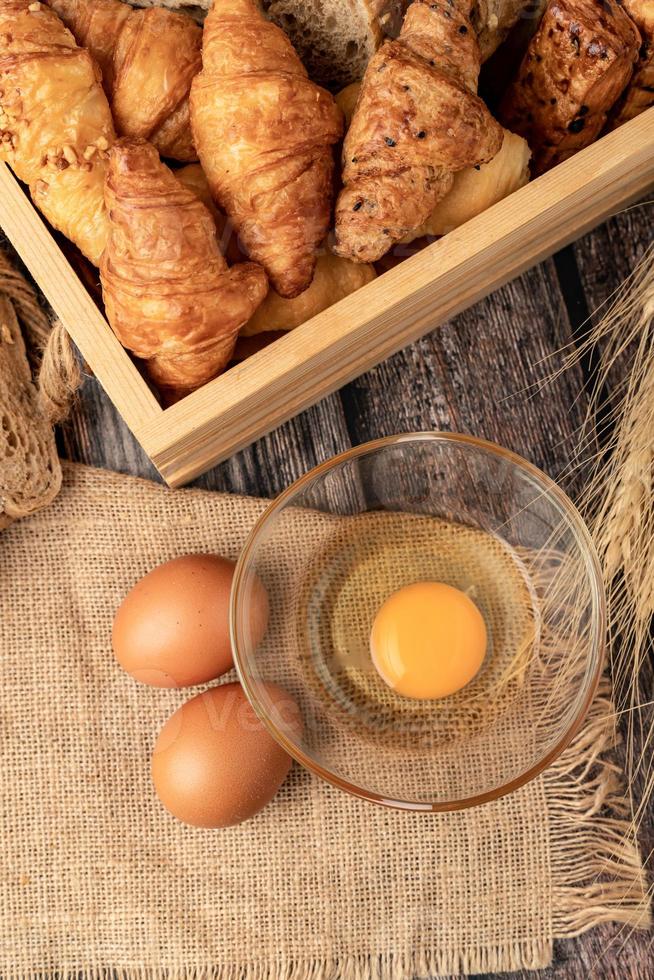 Eggs for make bakery on the sack photo