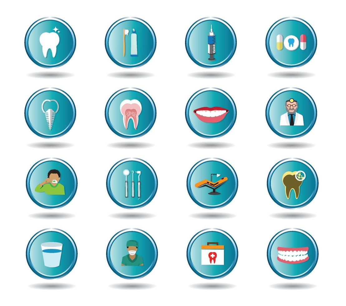 Modern flat dental icons set vector