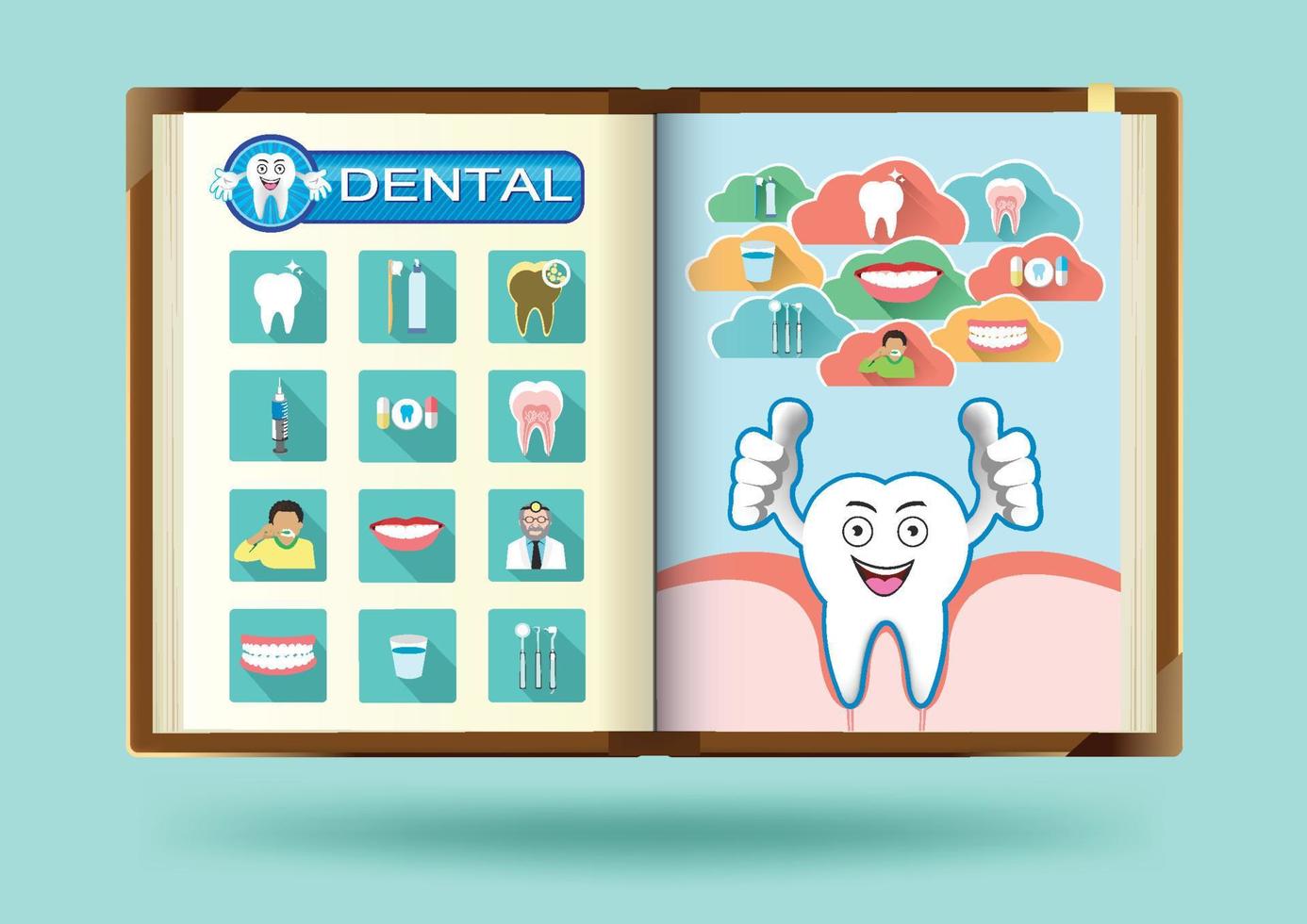 Juego dental en la ilustración de vector de página de notebook