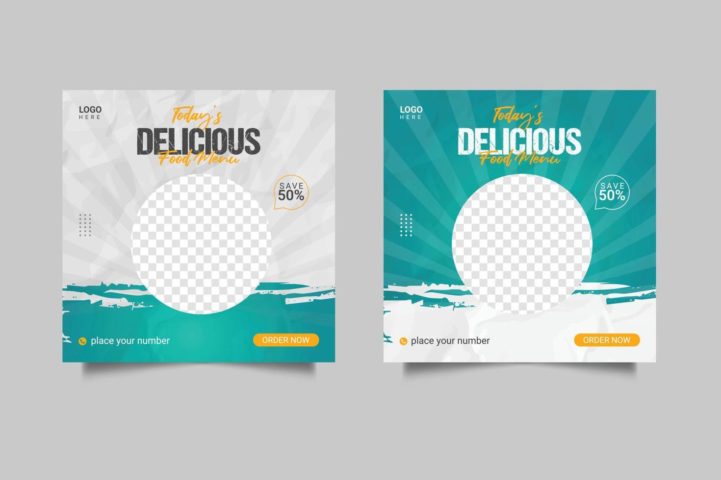 Delicious food social media post template vector