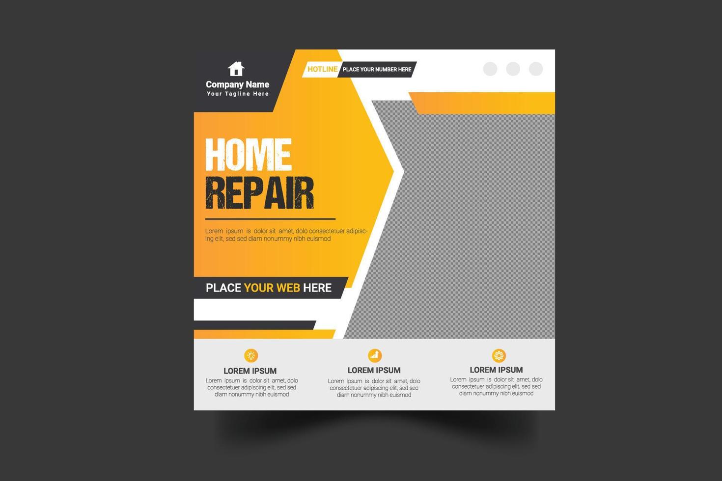 Handyman home repair flyer social media post web banner template vector