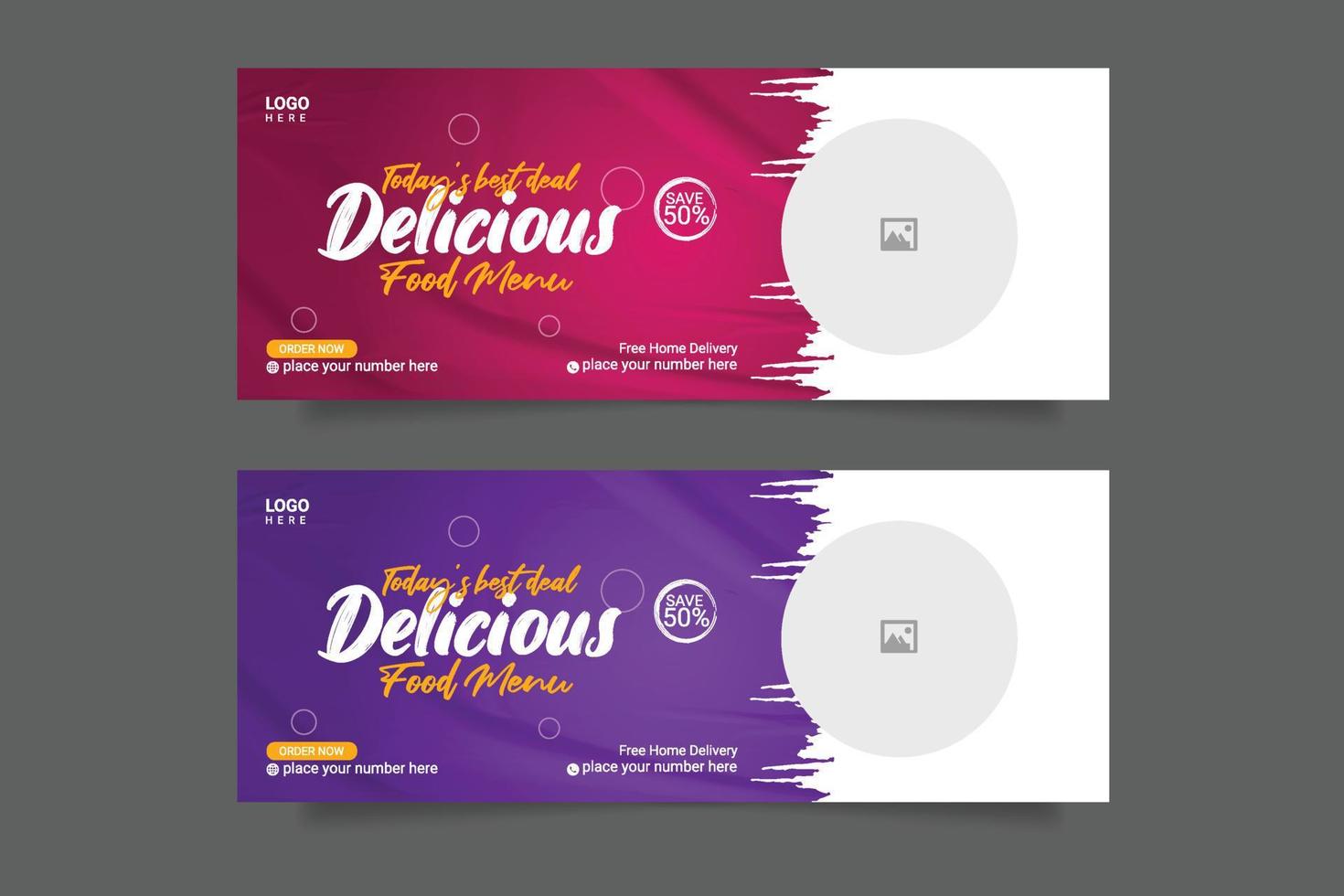 plantilla de banner de redes sociales de folleto de promoción de menú de comida de hamburguesa deliciosa vector