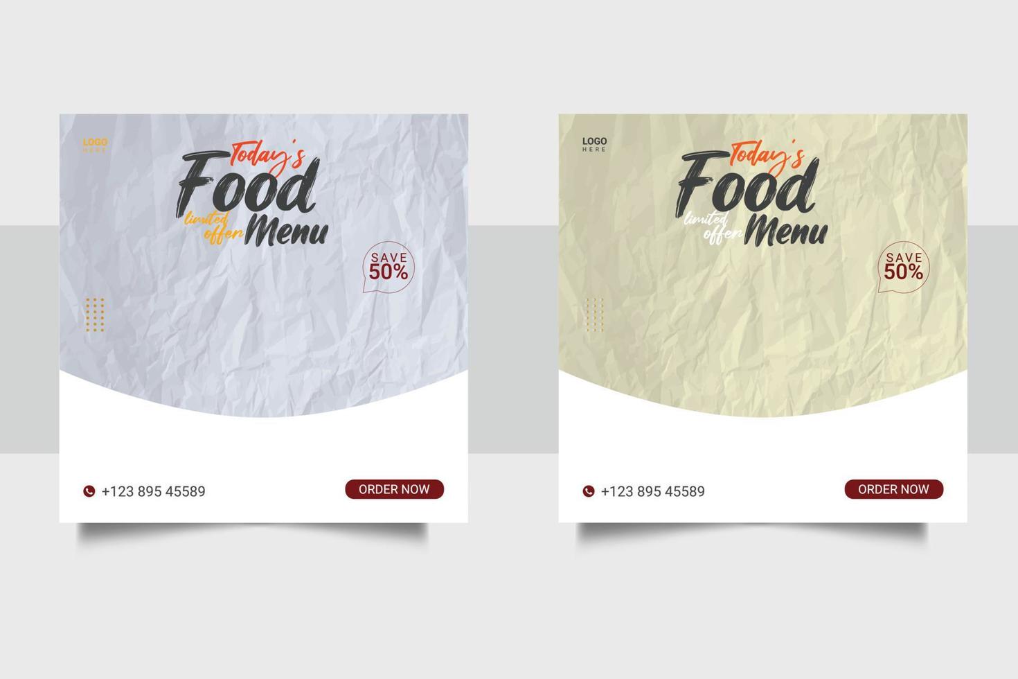 Delicious  food menu social media banner template vector