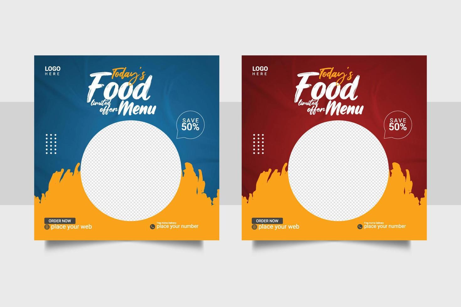 Super delicious food social media   post design template vector