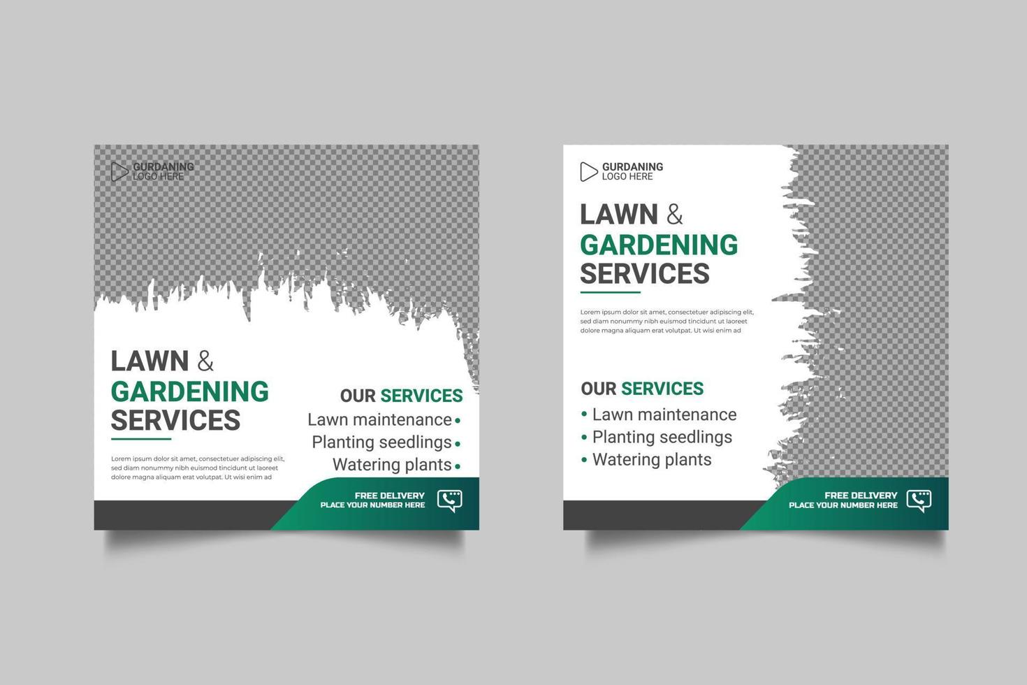 Agricultural and farming services social media post lawn gardening templat vector