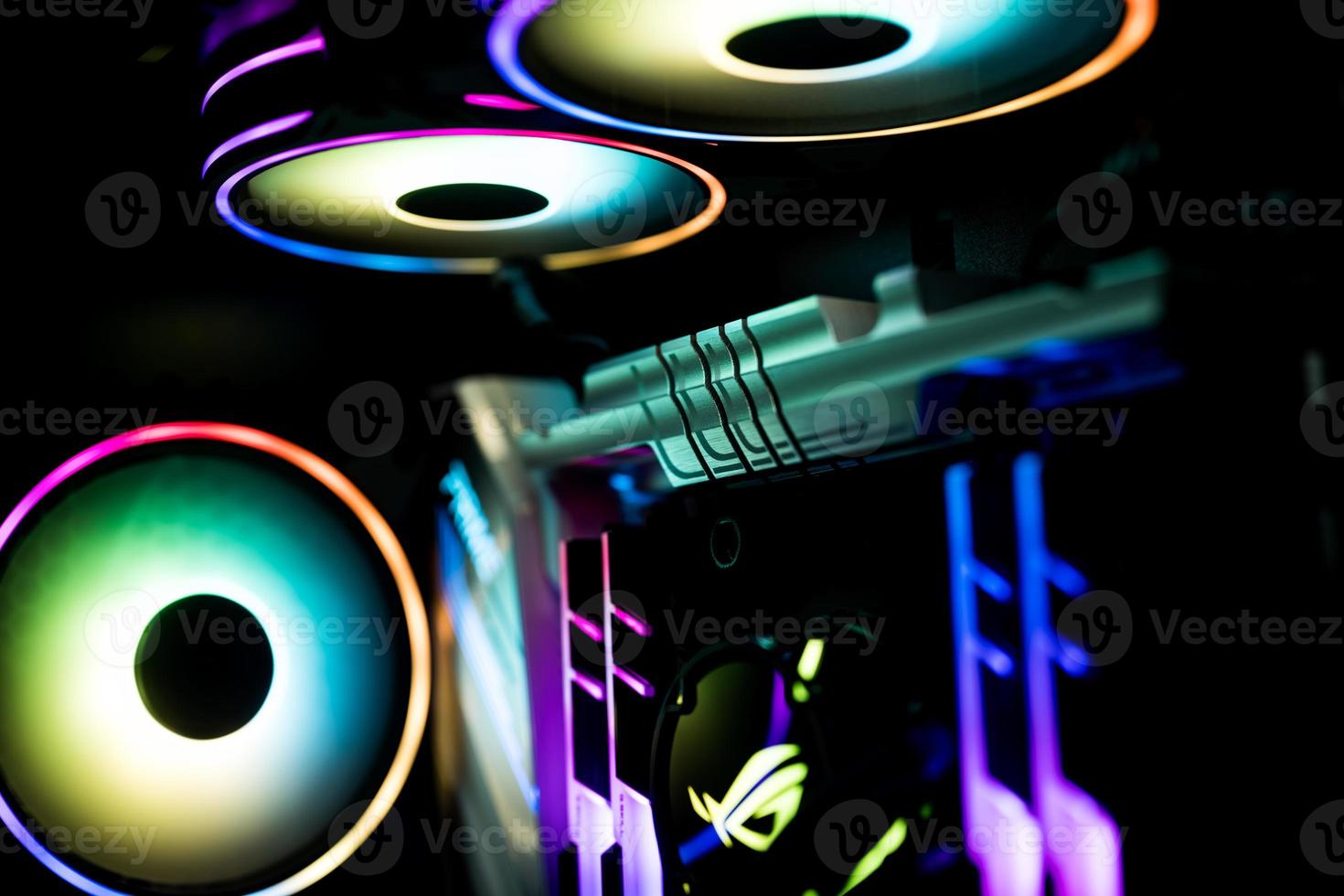 Rainbow colored illumination of a gaming computer photo