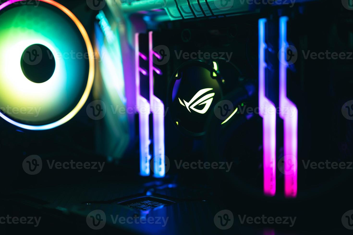 Rainbow colored illumination of a gaming computer photo