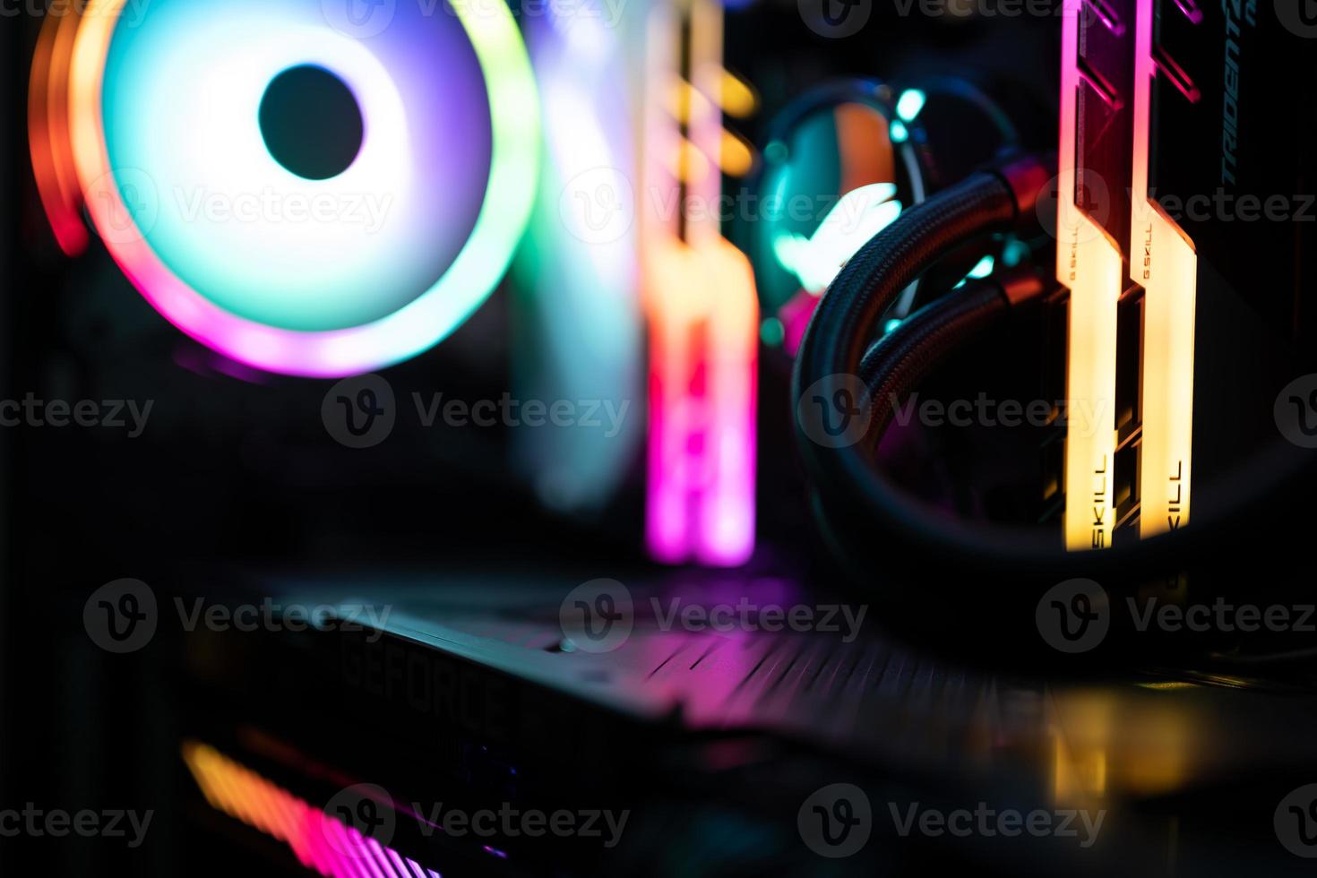 Rainbow colored illumination of a gaming computer photo