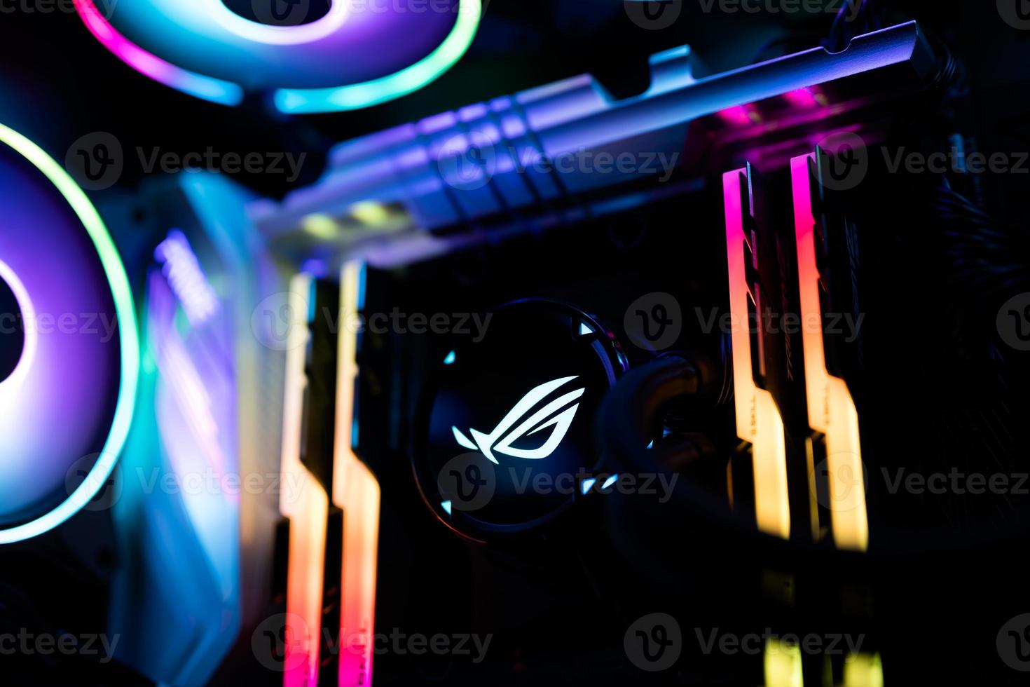 Rainbow colored illumination of a gaming computer photo