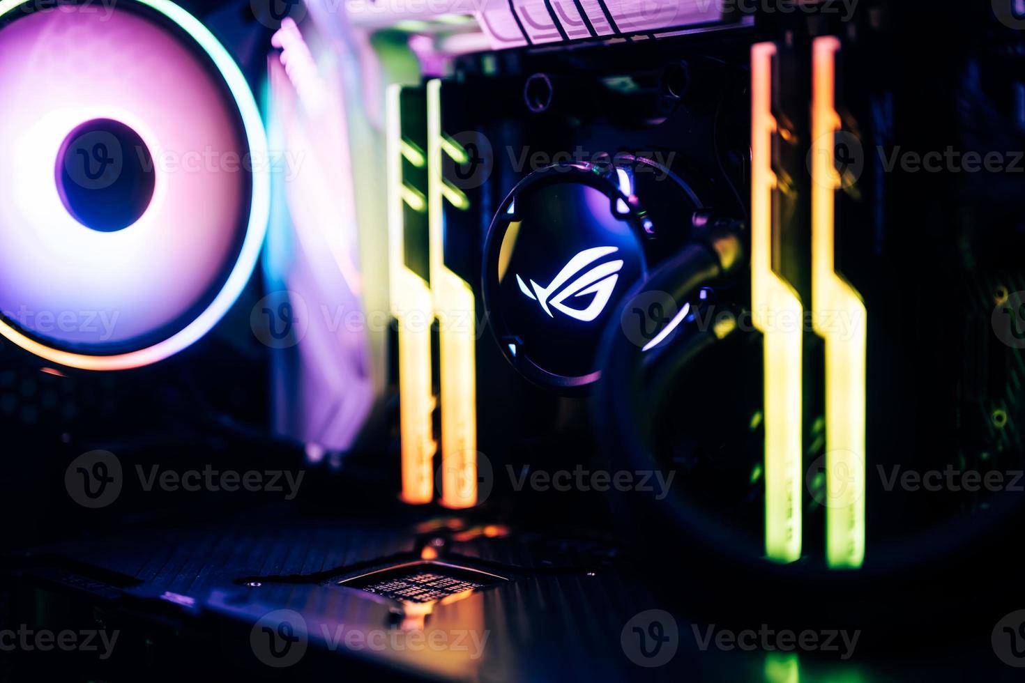 Rainbow colored illumination of a gaming computer photo