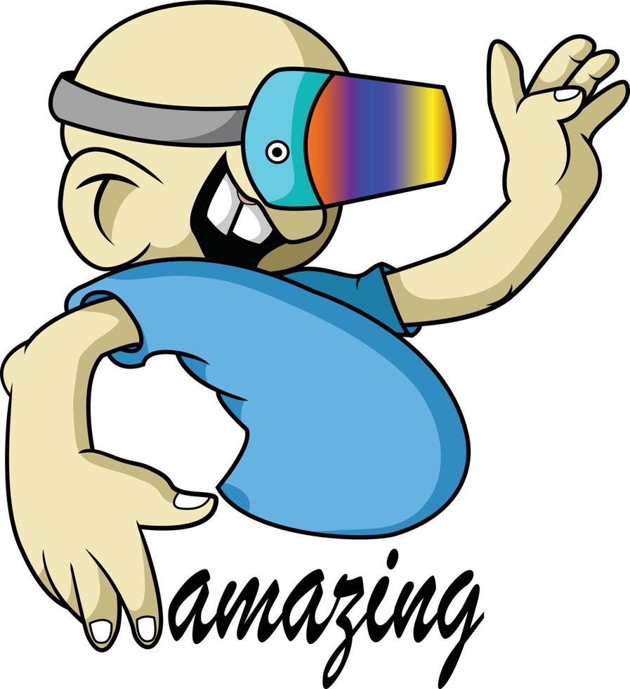 a child wearing three-dimensional glasses vector