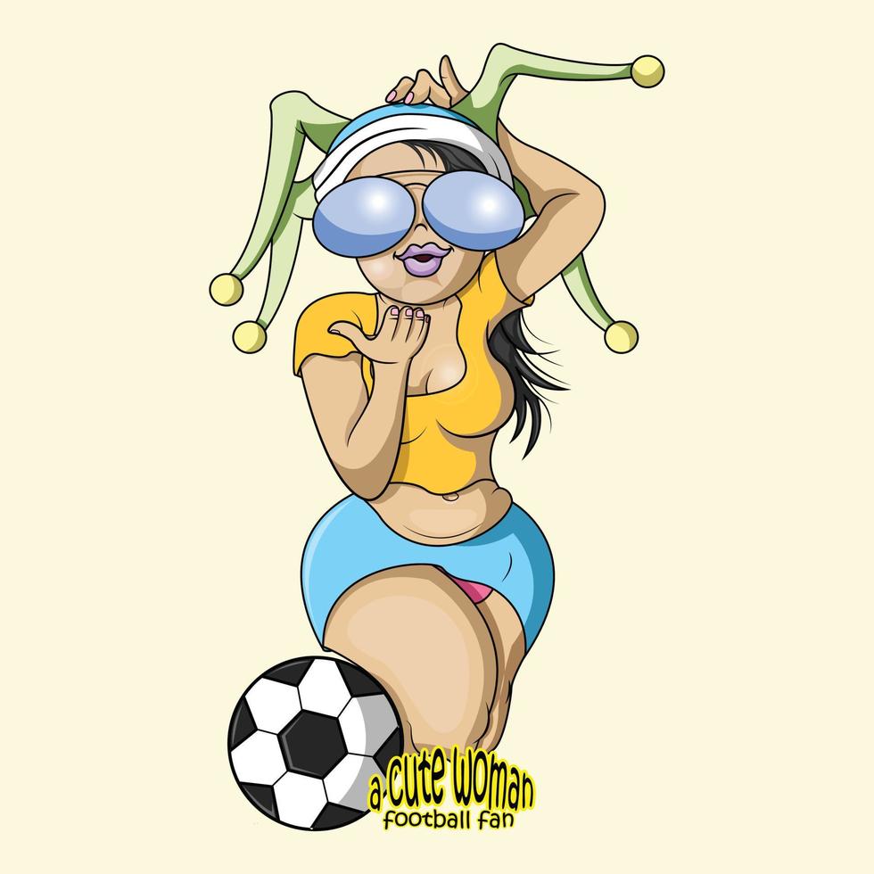 a cute woman football fan vector