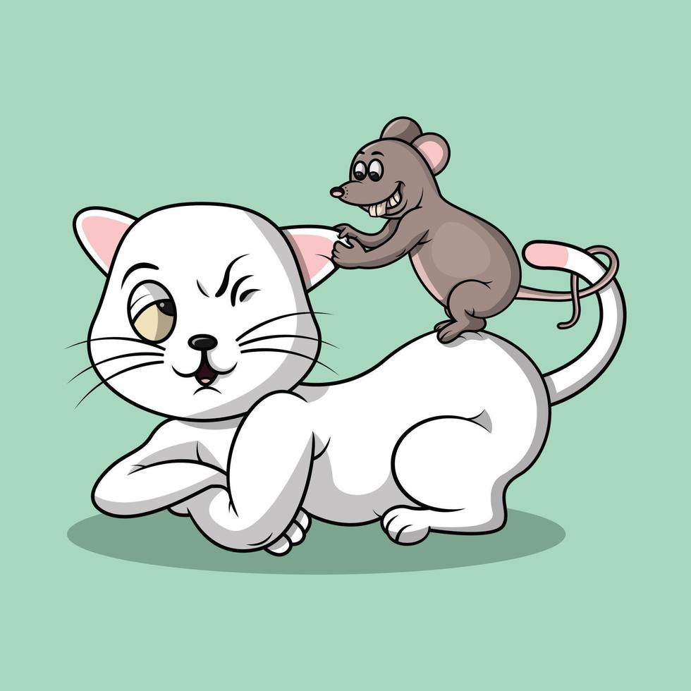 cat and mouse friendly vector