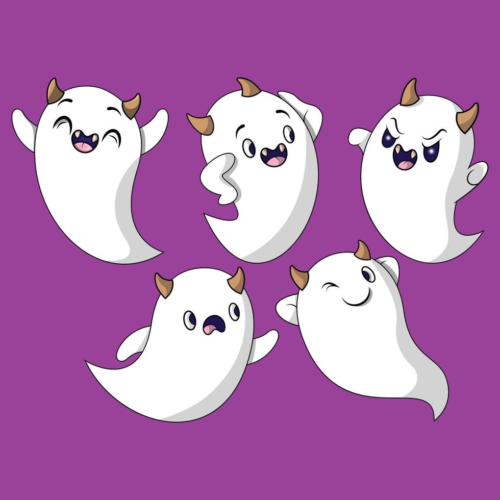 cute ghost set vector