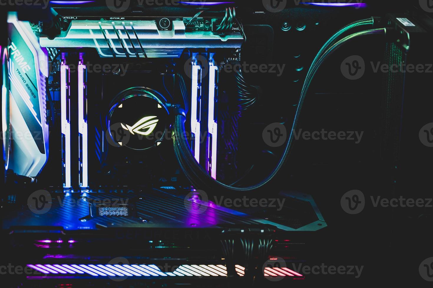 Rainbow colored illumination of a gaming computer photo