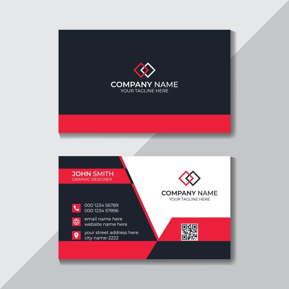 Professional Elegant Red and Black Business Card Template Free Vector