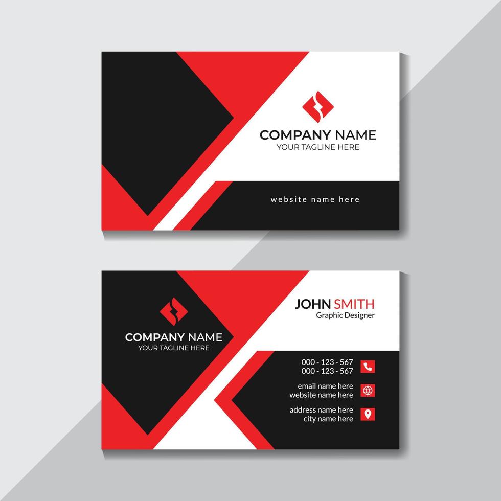 Red Modern Stylish Business Card Design Template Free Vector