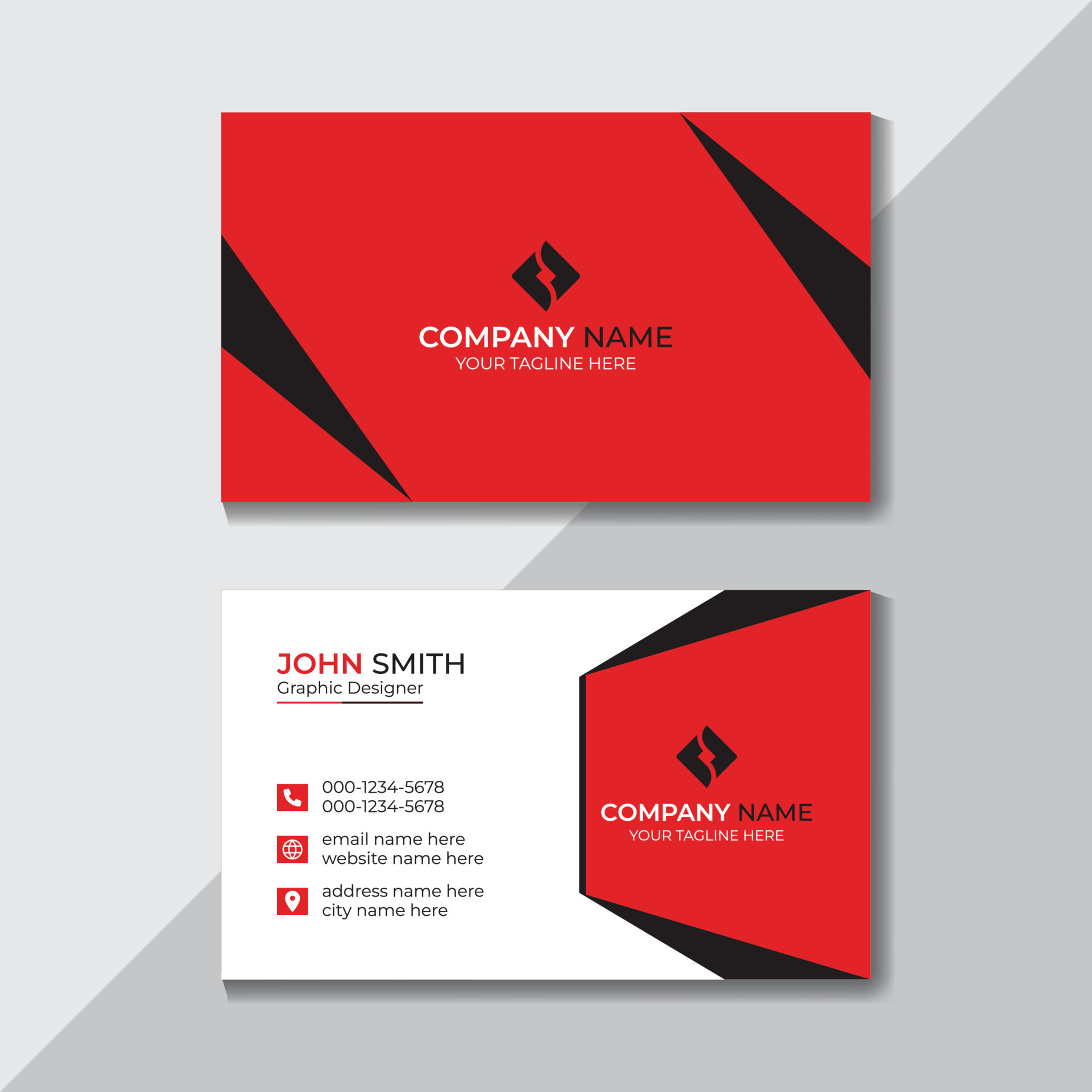 Red Creative Corporate Modern Stylish Business Card Design Template ...