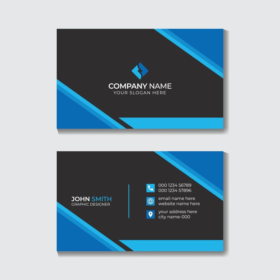 Blue Professional Creative Business Card Design Template Free Vector