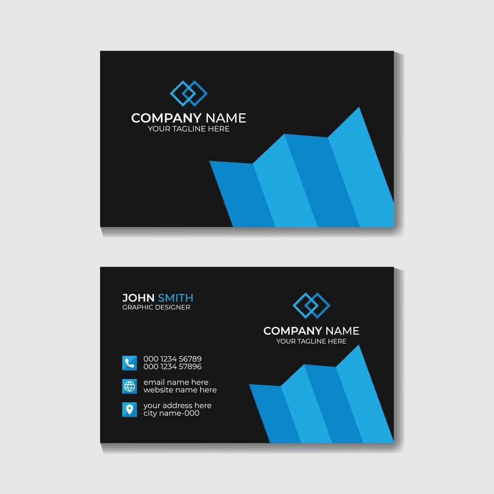 Blue and Black Stylish Business Card Design Template Free Vector