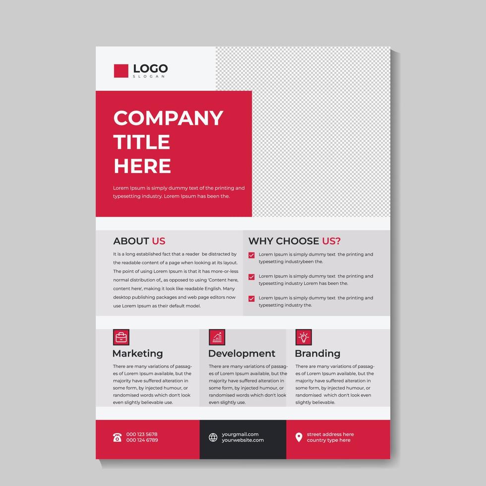 plantilla de diseño de volante de marketing limpio simple profesional rojo vector gratis