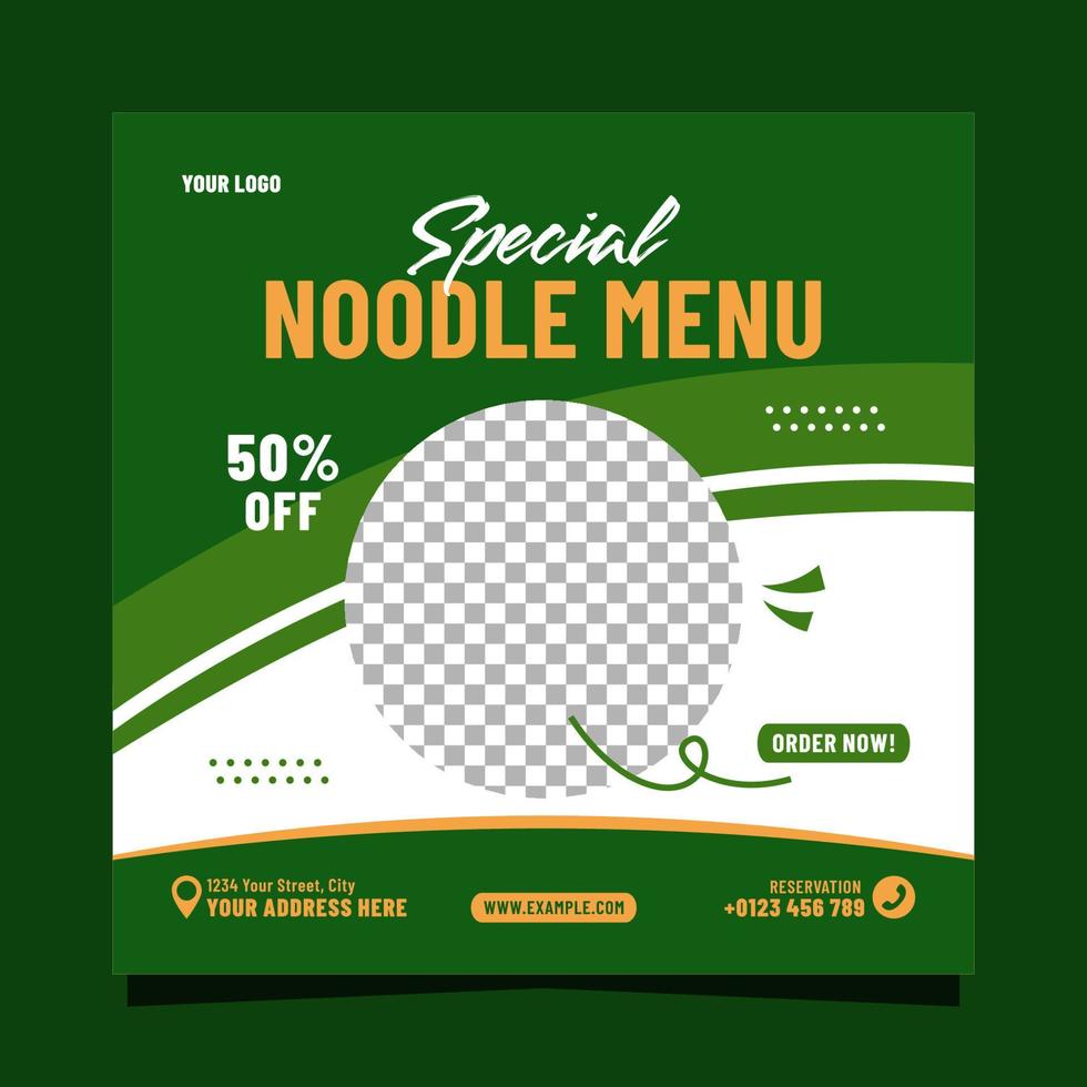 Special noodles menu social media banner template design vector