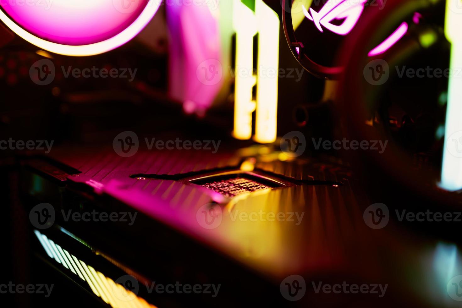 Rainbow colored illumination of a gaming computer photo