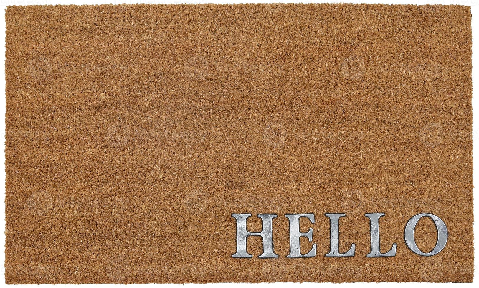 Classic beige and Silver zute coir Outdoor Door mat with Hello text photo