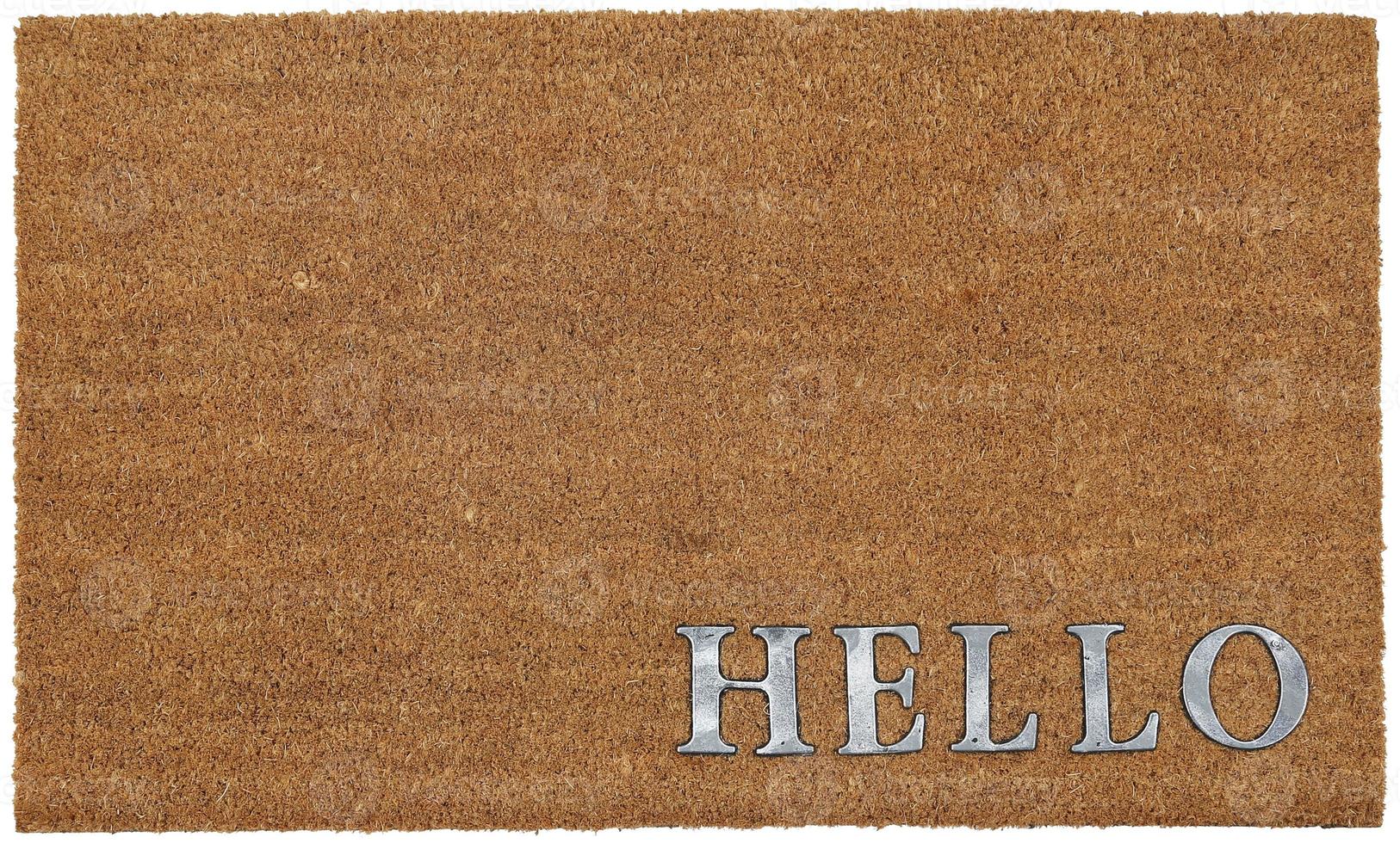 Classic beige and Silver zute coir Outdoor Door mat with Hello text photo