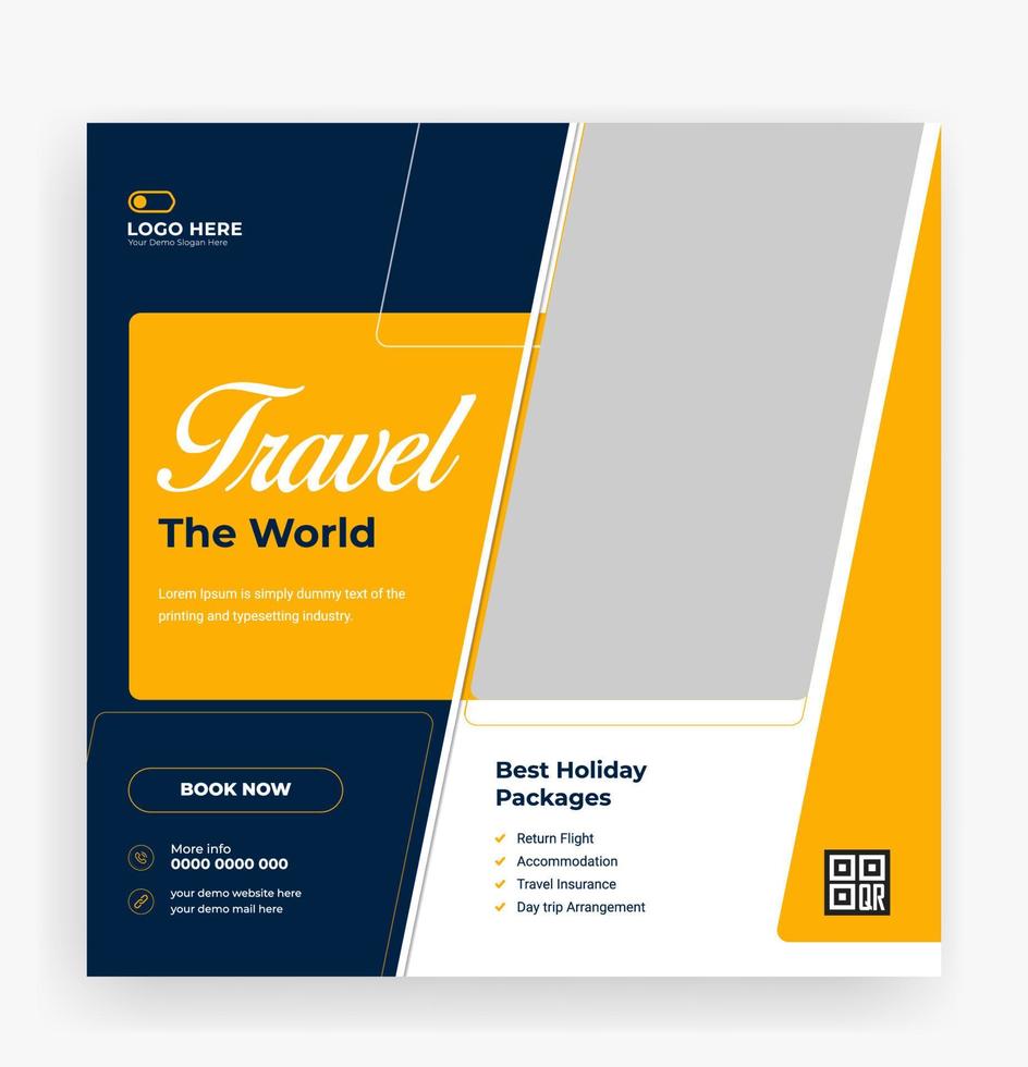 Travel the world social media post template vector