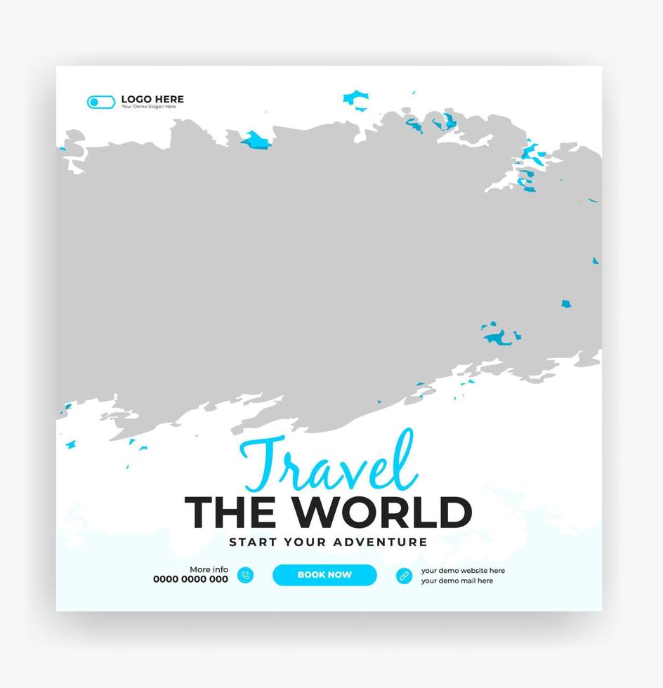 travel the world social media post template vector