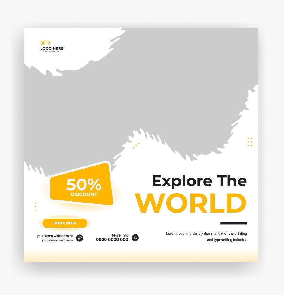 travel the world social media post template vector