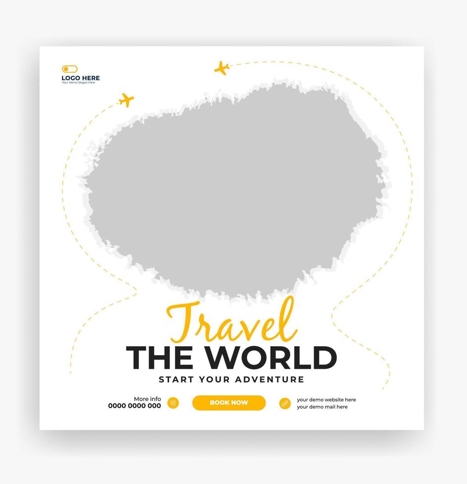 travel the world social media post template vector