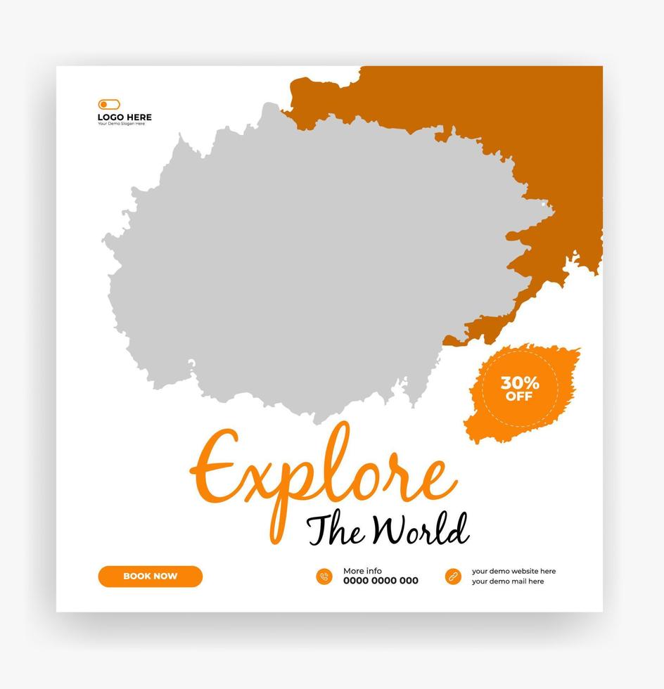 travel the world social media post template vector