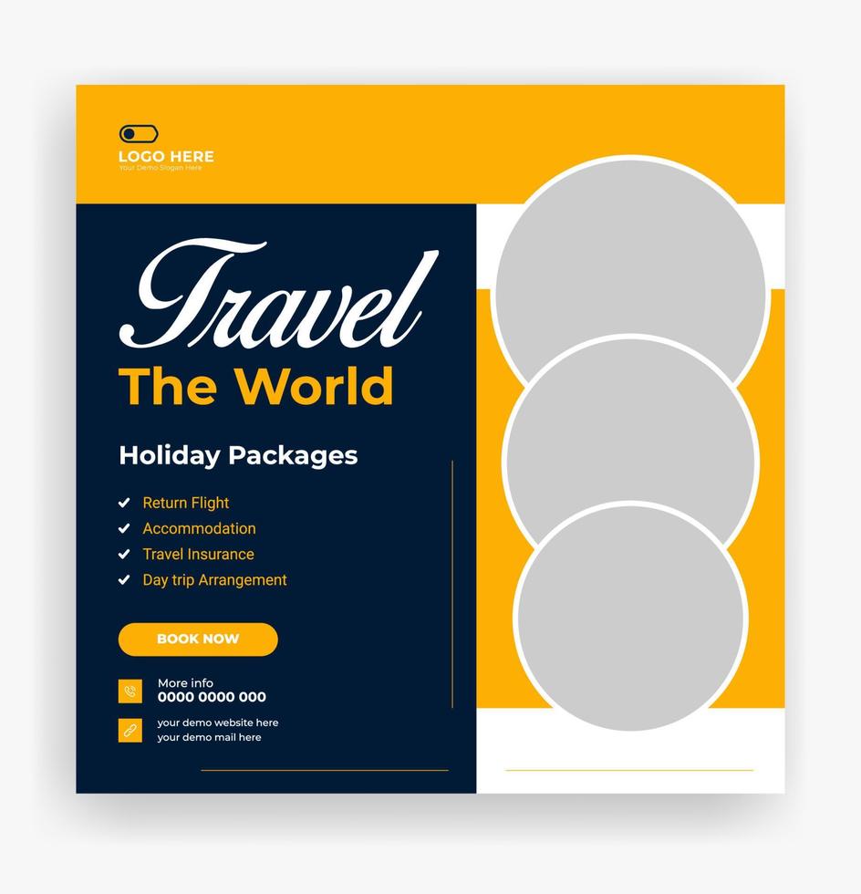 travel the world social media post template vector