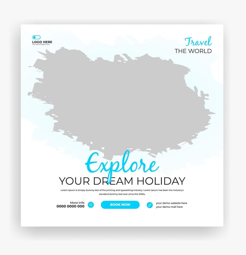 travel the world social media post template vector