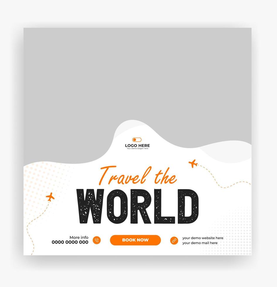 travel the world social media post template vector