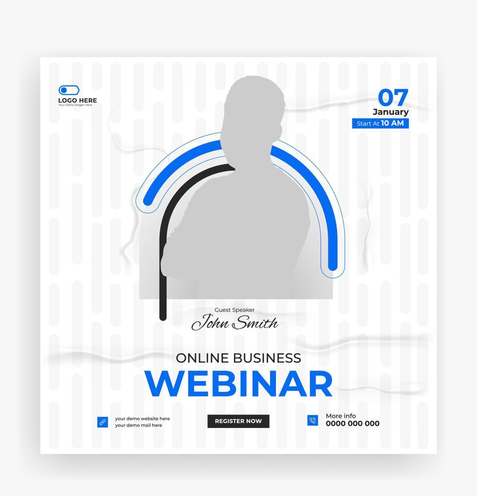 Online business conference social media post template vector