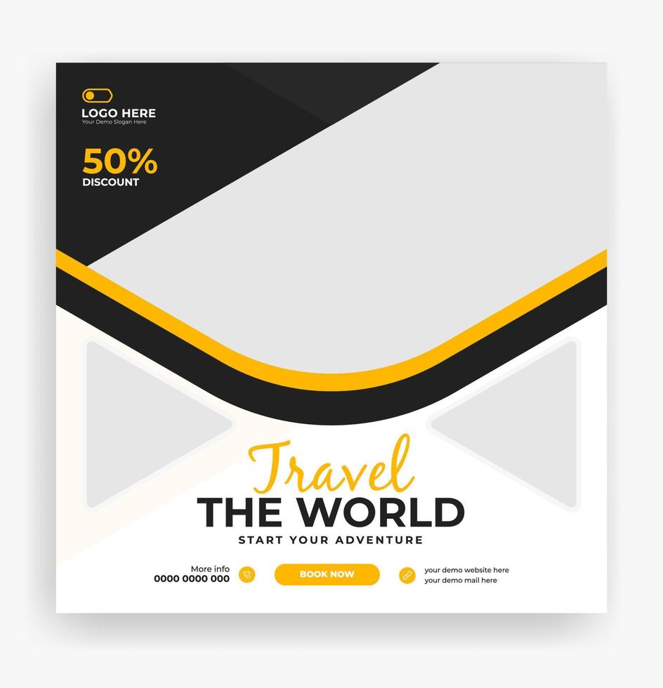 Travel the world social media post template vector