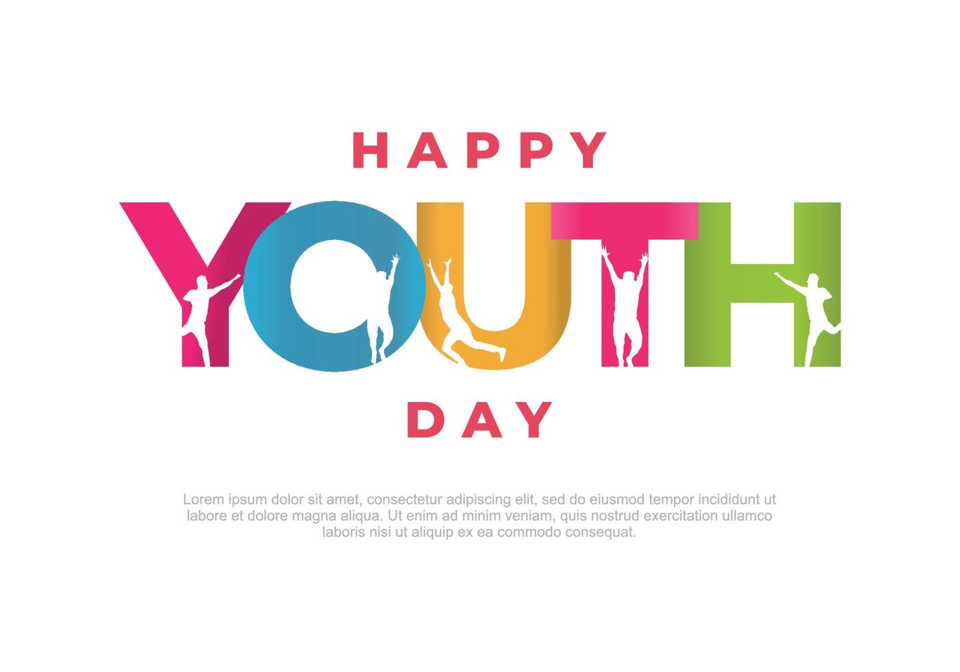Happy International Youth day on 12 August. With happy people vector