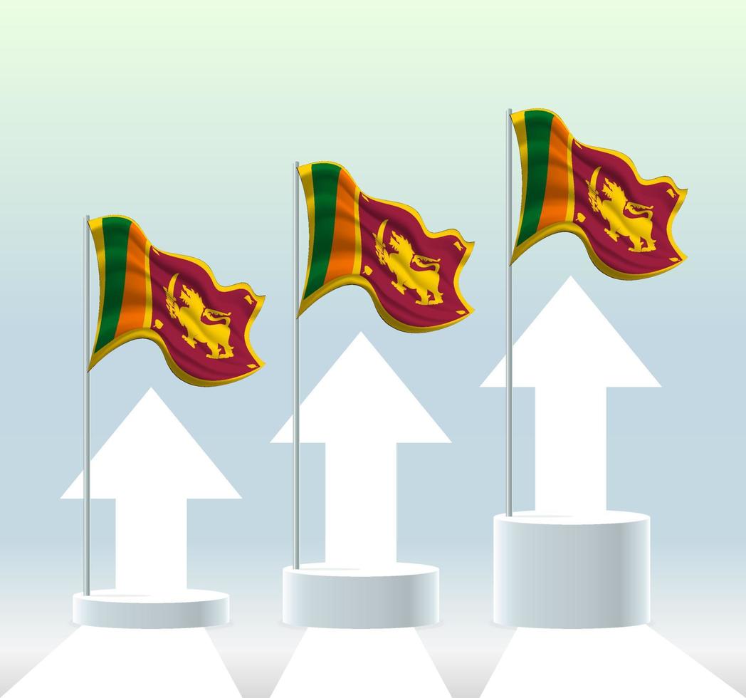 bandera de sri lanka. el país está en una tendencia alcista. asta de bandera ondeante en colores pastel modernos. dibujo de bandera, sombreado para una fácil edición. diseño de plantilla de banner. vector