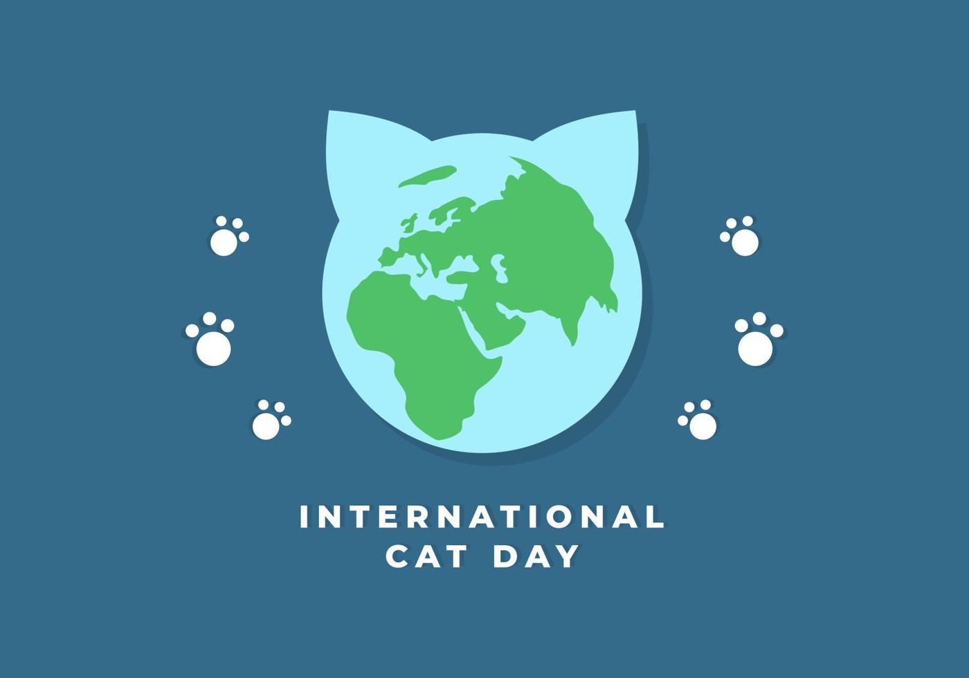 Background for international cat day August 8 With footprint and earth vector